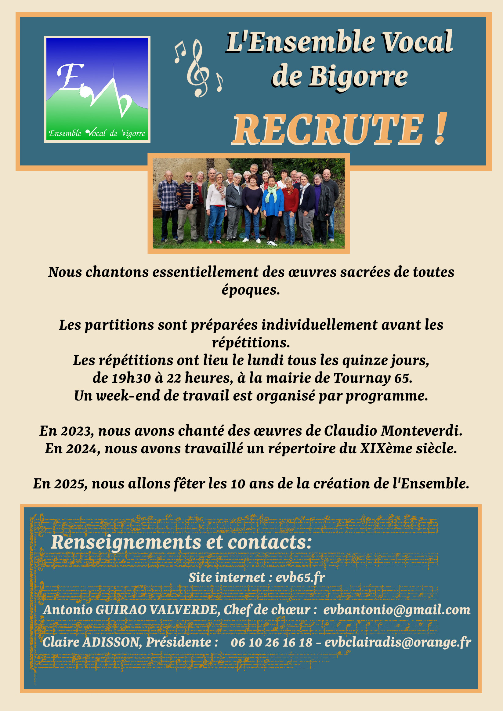 L'Ensemble Vocal de Bigorre recrute